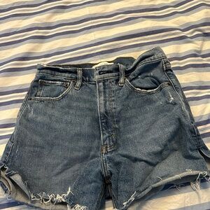 Abercrombie & Fitch Blue Jean Shorts High-Waisted Distressed
